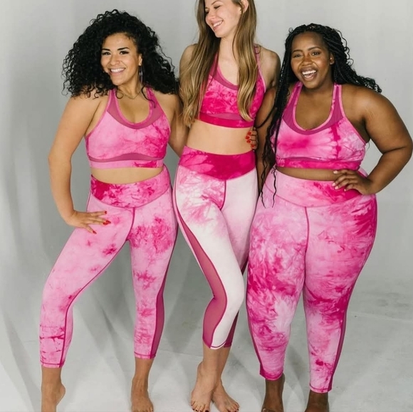 ZYIA Active Tie Dye Fuchsia Hendrix Mesh Light N Tight High Leggings Size 12 - Picture 4 of 14